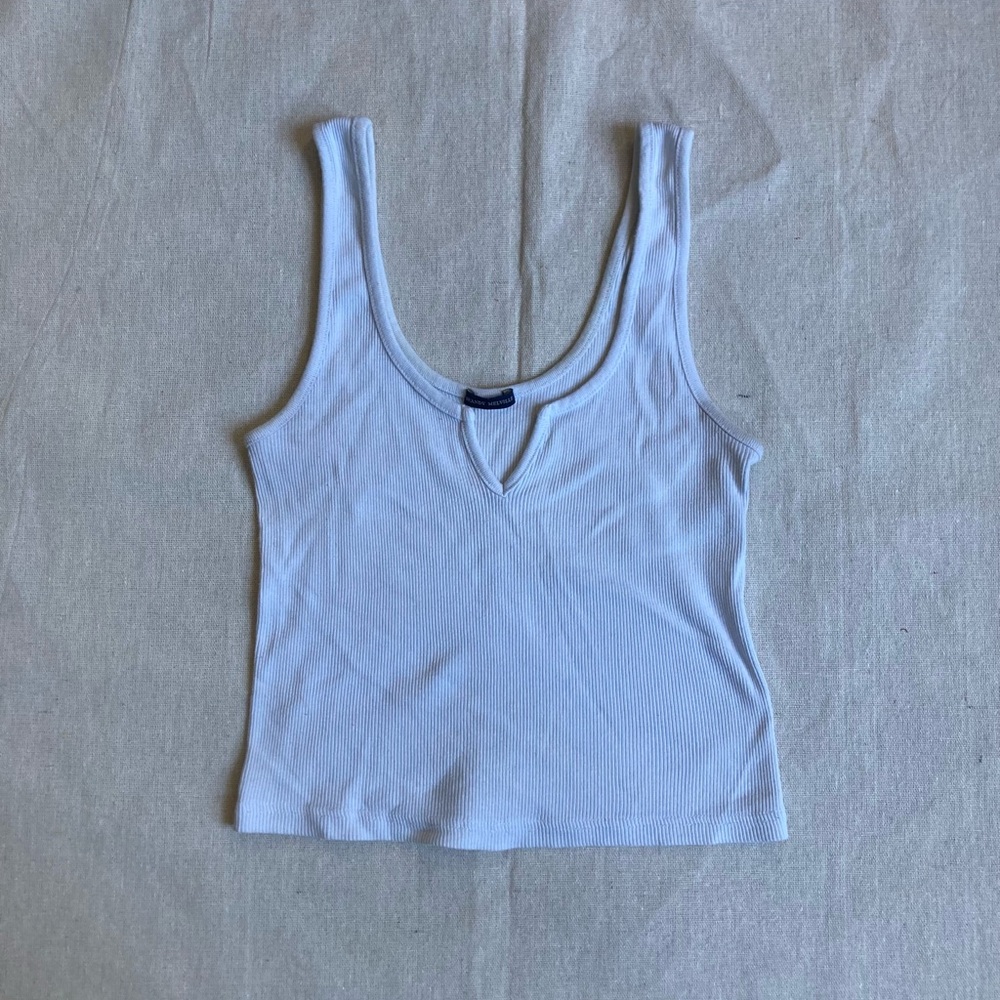 White Ribbed Tank Top